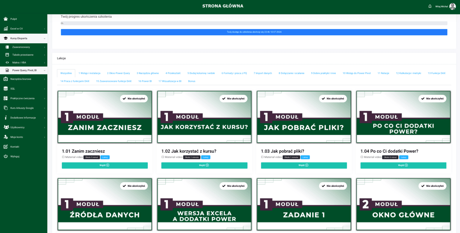 zrzut ekranu z modułu power query